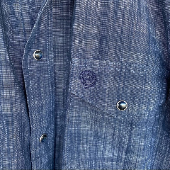 GEORGE STRAIT Wrangler Western snap blue button down shirt Mens size M - Picture 3 of 9